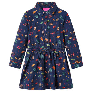 Robe pour enfants &agrave; manches longues bleu marine 104