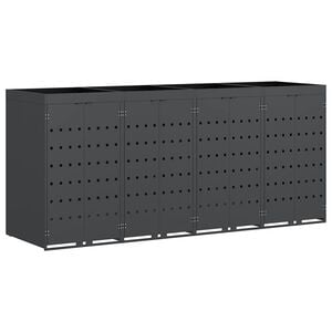 vidaXL Rangement de poubelle &agrave; roulettes pour 4 poubelles Anthracite