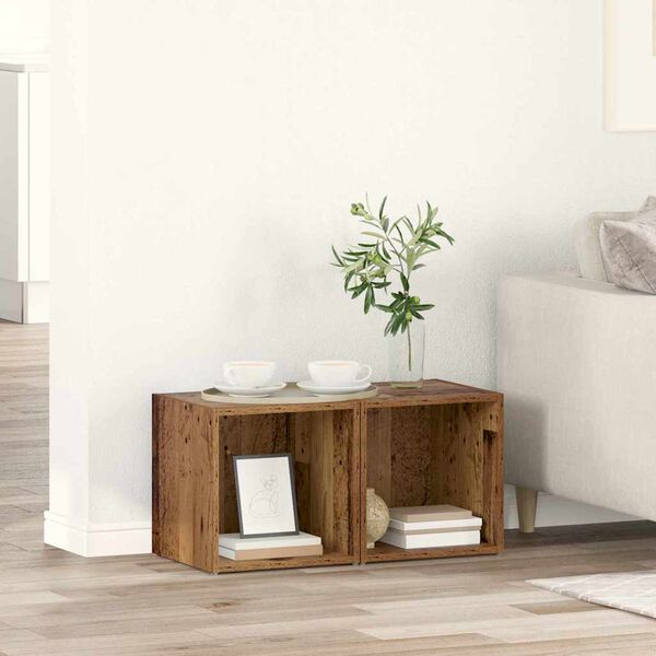 vidaXL Ensemble meuble TV 2 pcs Bois Ancien 37 x 35 x 37,5 cm