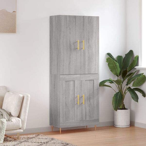 vidaXL Buffet haut Sonoma gris 69,5x34x180 cm Bois d'ing&eacute;nierie