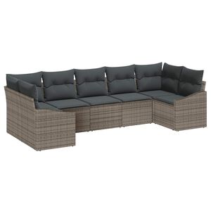 vidaXL Ensemble de canap&eacute; de jardin avec stockage 7 pcs Gris polyrotin