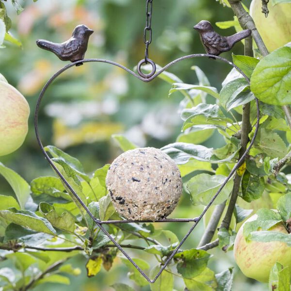 HI Mangeoire &agrave; oiseaux en forme de c&oelig;ur 23,5 cm Marron