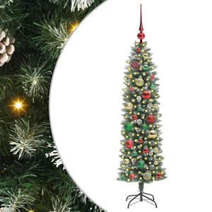 vidaXL Arbre de No&euml;l artificiel slim Vert et blanc 120 cm