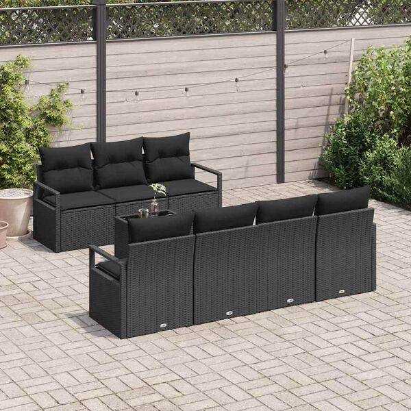 vidaXL Ensemble de canap&eacute; de jardin avec coussin 8 pcs Noir
