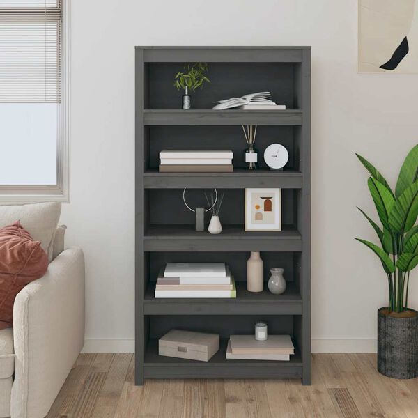 vidaXL Biblioth&egrave;que Gris 80x35x154 cm Bois de pin massif