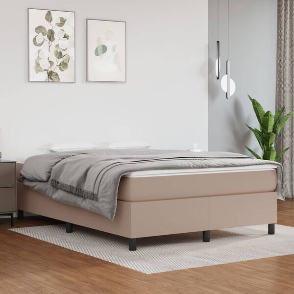 vidaXL Sommier &agrave; lattes de lit avec matelas Cappuccino 140x200 cm