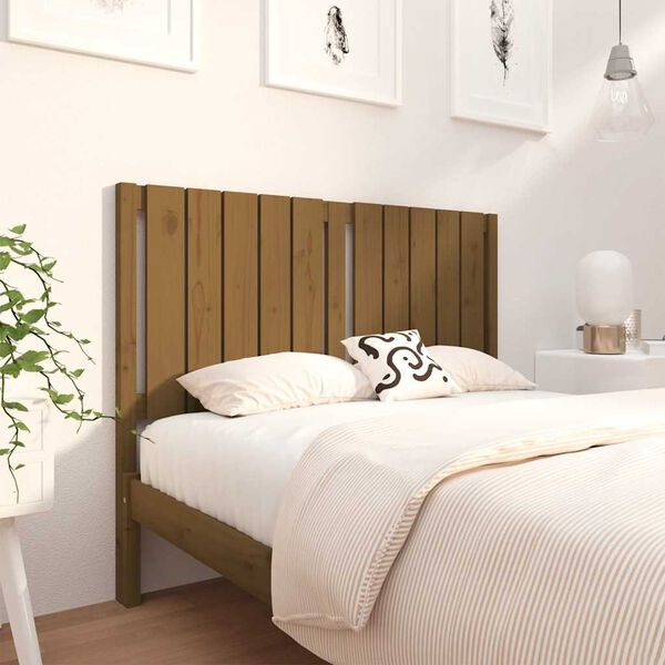 vidaXL T&ecirc;te de lit Marron miel 125,5x4x100 cm Bois massif de pin