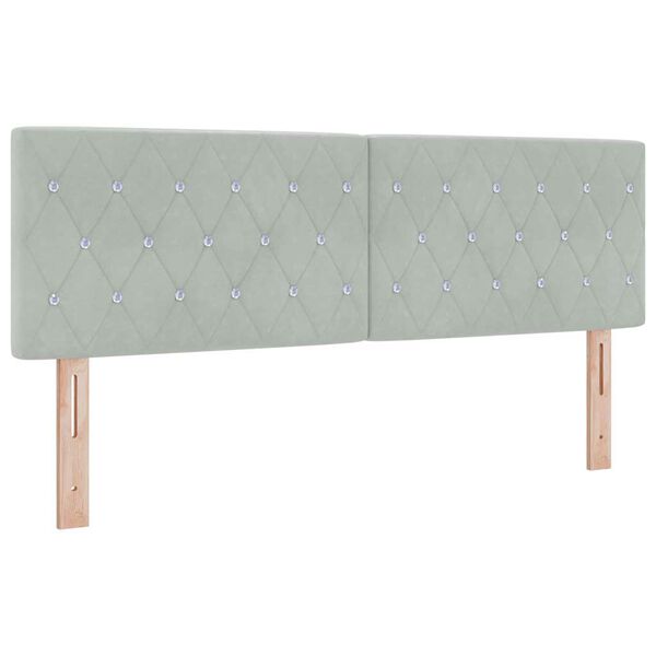 vidaXL T&ecirc;te de lit LED avec t&ecirc;te de lit Gris clair 144 cm Polyester