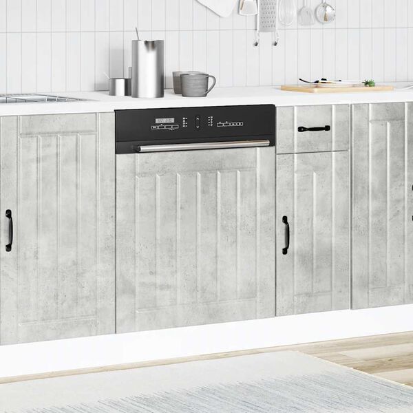 vidaXL Panneau de lave-vaisselle Lucca gris b&eacute;ton bois d'ing&eacute;nierie