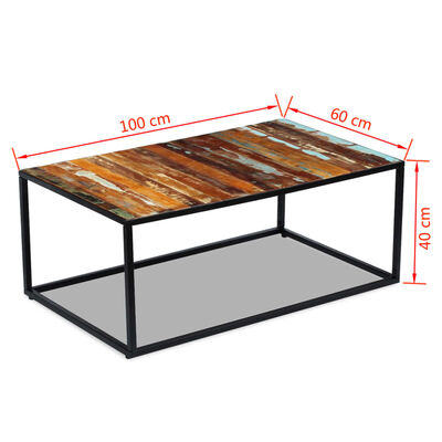 vidaXL Table basse Bois de récupération massif 100x60x40 cm