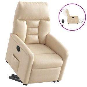 vidaXL Fauteuil inclinable &eacute;lectrique cr&egrave;me tissu microfibre