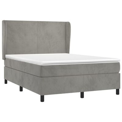 vidaXL Sommier à lattes de lit et matelas Gris clair 140x200cm Velours