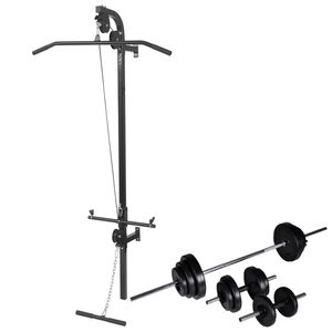 vidaXL Tour de musculation murale avec jeu d'halt&egrave;res et poids 30,5 kg