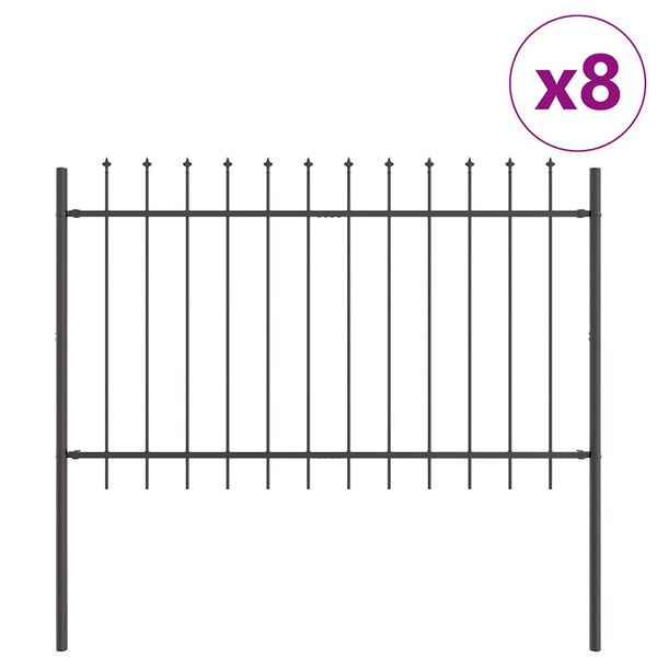 vidaXL Clôture de jardin Gris 13,6 x 1,2 m Acier peint par poudre