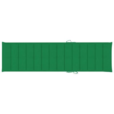 vidaXL Chaises longues 2 pcs avec coussin vert Bois de teck solide