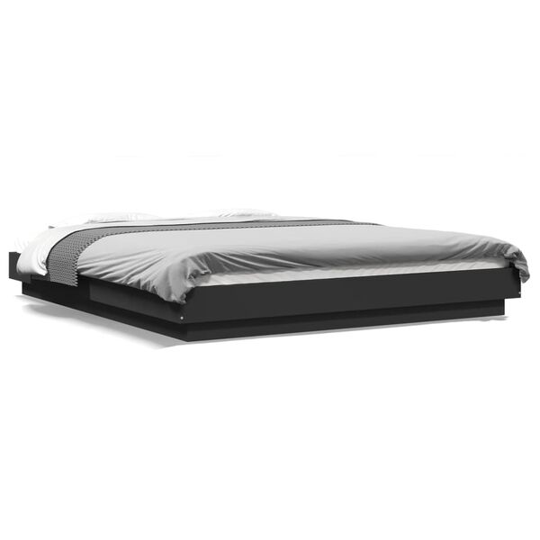 vidaXL Cadre de lit avec lumi&egrave;res LED sans matelas noir 150x200 cm