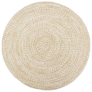 vidaXL Tapis fait &agrave; la main Jute Blanc et marron 180 cm