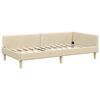 vidaXL Cadre de lit d'angle avec t&ecirc;te de lit Cr&egrave;me 90 x 200 cm tissu