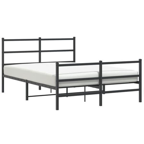 vidaXL Cadre de lit m&eacute;tal sans matelas avec pied de lit noir 140x200cm