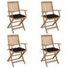 vidaXL Chaises pliables de jardin lot de 4 avec coussins Bois d'acacia