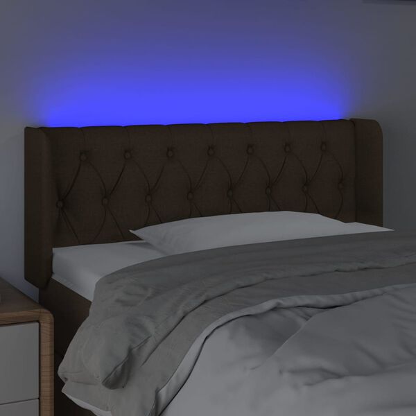 vidaXL T&ecirc;te de lit &agrave; LED Marron fonc&eacute; 103x16x78/88 cm Tissu