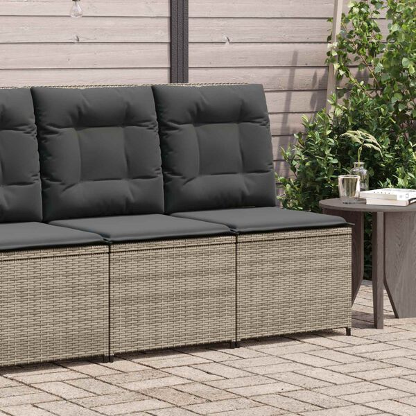 vidaXL Canap&eacute; de jardin avec coussin Gris polyrotin