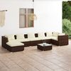 vidaXL Salon de jardin 8 pcs avec coussins R&eacute;sine tress&eacute;e Marron