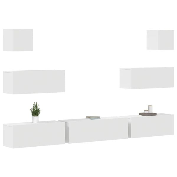 vidaXL Ensemble de meubles TV 7 pcs Blanc Bois d'ing&eacute;nierie