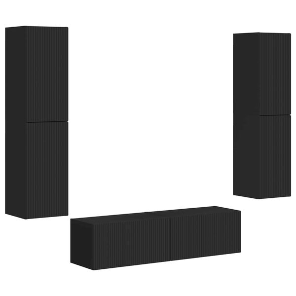 vidaXL Ensemble meuble TV 6 pcs Noir Bois d'ing&eacute;nierie