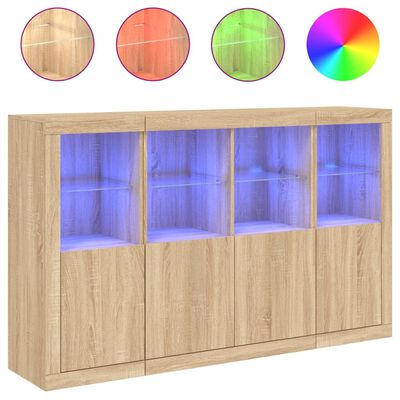 vidaXL Buffets avec lumières LED 3 pcs chêne sonoma bois d'ingénierie