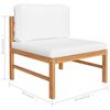 vidaXL Salon de jardin 11 pcs avec coussins cr&egrave;me Bois de teck solide