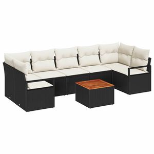 vidaXL Ensemble de canap&eacute; de jardin avec coussin 8 pcs Noir polyrotin