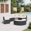 vidaXL Salon de jardin 3 pcs demi-rond noir résine tressée