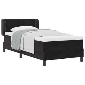vidaXL Lit &agrave; ressorts avec matelas Noir 90 x 200 cm Velours