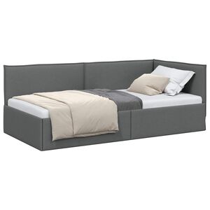 vidaXL Cadre de lit d'angle Gris fonc&eacute; 90 x 200 cm tissu