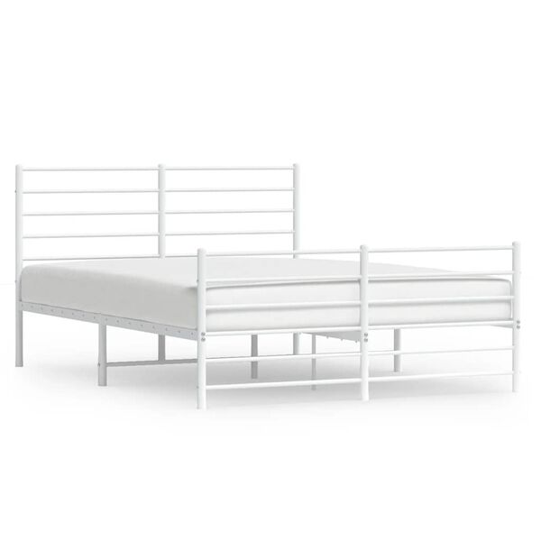 vidaXL Cadre de lit m&eacute;tal sans matelas et pied de lit blanc 150x200 cm