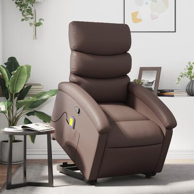 vidaXL Fauteuil inclinable de massage Marron Similicuir