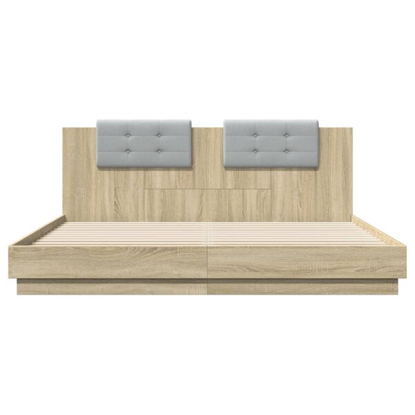 vidaXL Cadre de lit sans matelas ch&ecirc;ne sonoma 200x200 cm