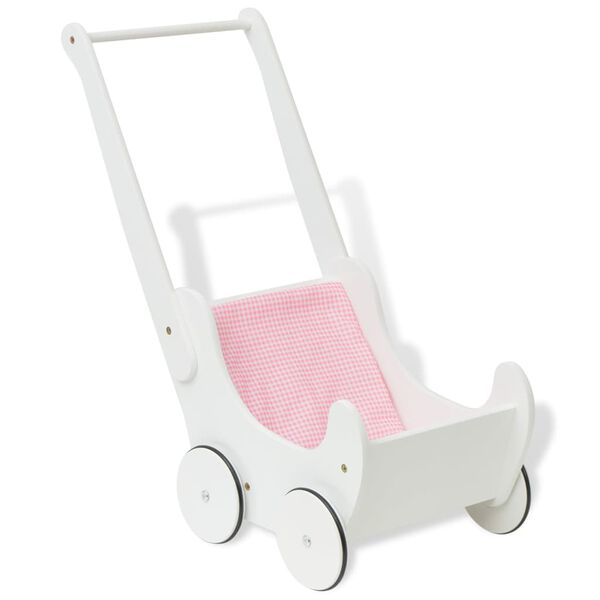 vidaXL Poussette pour poup&eacute;e Bois 53 x 25,7 x 50 cm Blanc