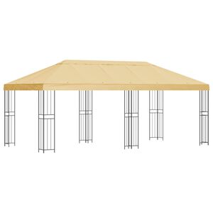 vidaXL Gazebo avec murs lat&eacute;raux 6 x 3 m Cr&egrave;me Polyester et Acier
