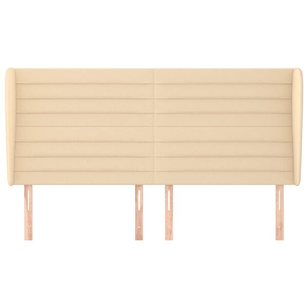 vidaXL T&ecirc;te de lit avec oreilles Cr&egrave;me 163x23x118/128 cm Tissu