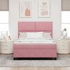 vidaXL Lit &agrave; ressort LED avec matelas Rose 160 x 200 cm Velours