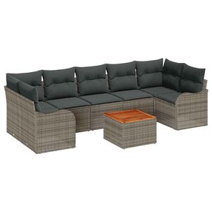 vidaXL Ensemble de canap&eacute; de jardin 8 pc Gris polyrotin
