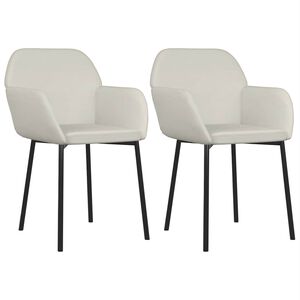 vidaXL Chaises &agrave; manger lot de 2 Cr&egrave;me Velours