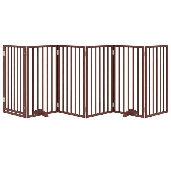 vidaXL Porte pour chien pliable &agrave; 6 panneaux, marron, 300 cm, bois de peuplier