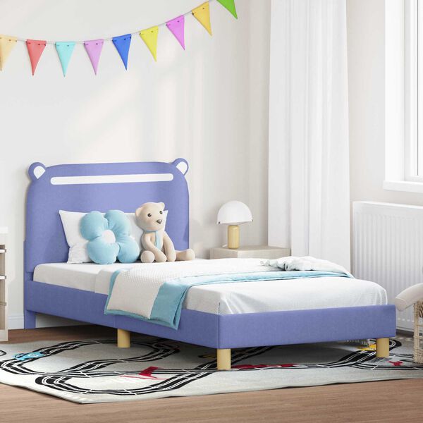 vidaXL Cadre de lit pour enfants avec t&ecirc;te de lit Bleu denim tissu