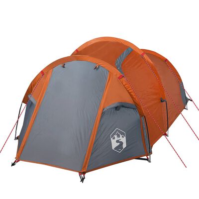 vidaXL Tente de camping tunnel 2 personnes gris et orange imperméable