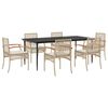 vidaXL Ensemble &agrave; manger de jardin et coussins 7 pcs beige poly rotin