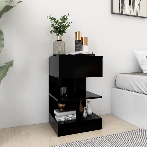 vidaXL Table de chevet Noir 40x35x65 cm Bois d&rsquo;ing&eacute;nierie