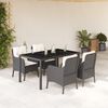 vidaXL Ensemble &agrave; manger de jardin coussins 5pcs Noir R&eacute;sine tress&eacute;e
